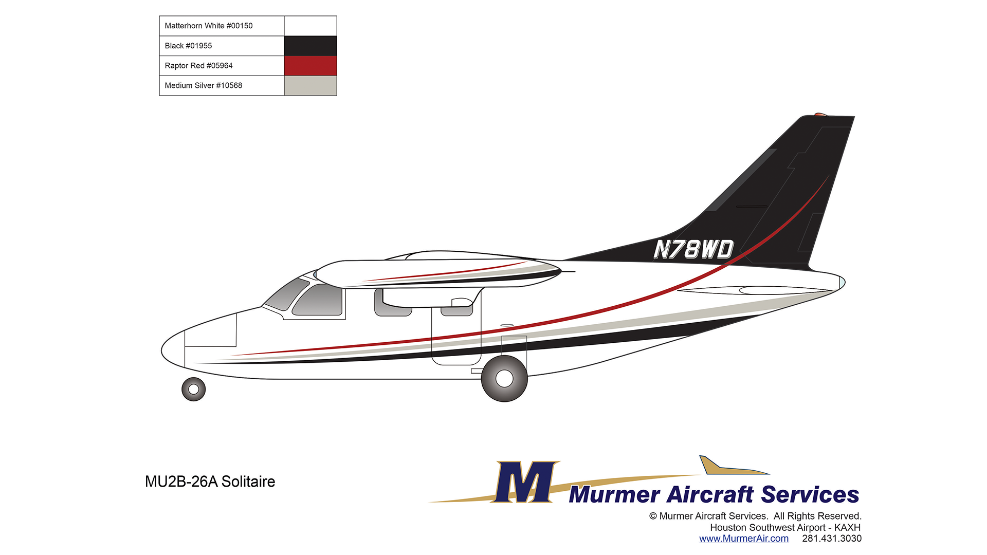 Mitsubishi MU2 Paint Scheme, Turbo prop paint scheme. Aircraft paint scheme